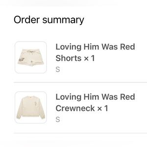 Taylor Swift “Loving Him was Red” SM Shorts and SM Crewneck (New)